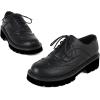 imageSHEMEE Womens Platform Lace Up Wingtip Oxfords Pumps Flat Low Heels Vintage Round Toe Brogues Dress ShoesBlack