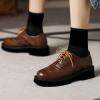 imageSHEMEE Womens Platform Lace Up Wingtip Oxfords Pumps Flat Low Heels Vintage Round Toe Brogues Dress ShoesBrown