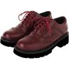 imageSHEMEE Womens Platform Lace Up Wingtip Oxfords Pumps Flat Low Heels Vintage Round Toe Brogues Dress ShoesBurgundy