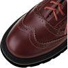imageSHEMEE Womens Platform Lace Up Wingtip Oxfords Pumps Flat Low Heels Vintage Round Toe Brogues Dress ShoesBurgundy