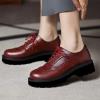 imageSHEMEE Womens Platform Lace Up Wingtip Oxfords Pumps Flat Low Heels Vintage Round Toe Brogues Dress ShoesBurgundy