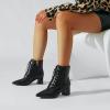 imageSHEMEE Womens Victorian Ankle Boots Lace UP Combat Boots for Women Booties Side Zipper Block Chunky Mid Heels Wingtip Oxford Boot Renaissance ShoesBlack