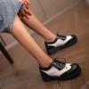 imageSHEMEE Womens Wingtip Oxfords Chunky Heels Pumps Two Tone Brogues Low Heel Platform Saddle Shoes Size 85White
