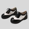 imageSHEMEE Womens Wingtip Oxfords Chunky Heels Pumps Two Tone Brogues Low Heel Platform Saddle Shoes Size 85White