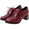imageSHEMEE Womens Block Heel Lace Up Pumps Stacked Chunky High Heels Wingtip Oxfords Round Toe Vintage Brogues Dress ShoesBurgundy