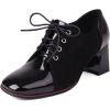 imageSHEMEE Womens Chunky Block Heels Oxfords Pumps Two Tone Retro Brogues Square Toe Patchwork Lace Up Saddles ShoesBlack