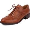 imageSHEMEE Womens Chunky Low Heels Oxfords Saddle Shoes Creeper Vintage Wingtip Brogues Perforated Flats Lace Up Pumps BrownUS 75