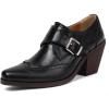 imageSHEMEE Womens Monk Strap Oxfords Loafers Shoes Chunky Heels Almond Square Toe Vintage Wingtip Brogues British Buckled Business Dress PumpsBlack