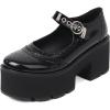 imageSHEMEE Womens Platform Chunky High Heel Pumps Ankle Strap Buckle Mary Janes Block Heeled Round Toe Gothic Oxford Dress ShoesPatent Black