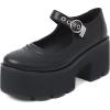 imageSHEMEE Womens Platform Chunky High Heel Pumps Ankle Strap Buckle Mary Janes Block Heeled Round Toe Gothic Oxford Dress ShoesPu Black