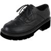 imageSHEMEE Womens Platform Lace Up Wingtip Oxfords Pumps Flat Low Heels Vintage Round Toe Brogues Dress ShoesBlack