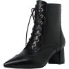 imageSHEMEE Womens Victorian Ankle Boots Lace UP Combat Boots for Women Booties Side Zipper Block Chunky Mid Heels Wingtip Oxford Boot Renaissance ShoesBlack