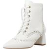 imageSHEMEE Womens Victorian Ankle Boots Lace UP Combat Boots for Women Booties Side Zipper Block Chunky Mid Heels Wingtip Oxford Boot Renaissance ShoesWhite