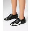 imageSHEMEE Womens Pony Hair Oxfords Chunky Low Heels Two Tone Brogues Lace Up Splicing Flats Derby Shoes Ponyhair Loafers Brock Design Dress ShoeBlack