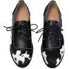 imageSHEMEE Womens Pony Hair Oxfords Chunky Low Heels Two Tone Brogues Lace Up Splicing Flats Derby Shoes Ponyhair Loafers Brock Design Dress ShoeBlack