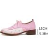 imageSHEMEE Womens Pony Hair Oxfords Chunky Low Heels Two Tone Brogues Lace Up Splicing Flats Derby Shoes Ponyhair Loafers Brock Design Dress ShoePink