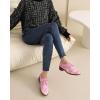 imageSHEMEE Womens Pony Hair Oxfords Chunky Low Heels Two Tone Brogues Lace Up Splicing Flats Derby Shoes Ponyhair Loafers Brock Design Dress ShoePink