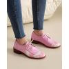 imageSHEMEE Womens Pony Hair Oxfords Chunky Low Heels Two Tone Brogues Lace Up Splicing Flats Derby Shoes Ponyhair Loafers Brock Design Dress ShoePink