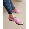 imageSHEMEE Womens Pony Hair Oxfords Chunky Low Heels Two Tone Brogues Lace Up Splicing Flats Derby Shoes Ponyhair Loafers Brock Design Dress ShoePink