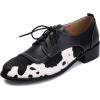 imageSHEMEE Womens Pony Hair Oxfords Chunky Low Heels Two Tone Brogues Lace Up Splicing Flats Derby Shoes Ponyhair Loafers Brock Design Dress ShoeBlack