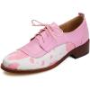 imageSHEMEE Womens Pony Hair Oxfords Chunky Low Heels Two Tone Brogues Lace Up Splicing Flats Derby Shoes Ponyhair Loafers Brock Design Dress ShoePink