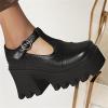 imageSHEMEE Women Platform Chunky Heel Mary Jane Pumps Vintage Square Toe Buckle Block High Heeled Gothic ShoesBlack