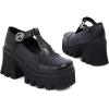imageSHEMEE Women Platform Chunky Heel Mary Jane Pumps Vintage Square Toe Buckle Block High Heeled Gothic ShoesBlack