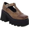 imageSHEMEE Women Platform Chunky Heel Mary Jane Pumps Vintage Square Toe Buckle Block High Heeled Gothic ShoesBrown