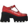 imageSHEMEE Women Platform Chunky Heel Mary Jane Pumps Vintage Square Toe Buckle Block High Heeled Gothic ShoesRed