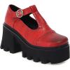imageSHEMEE Women Platform Chunky Heel Mary Jane Pumps Vintage Square Toe Buckle Block High Heeled Gothic ShoesRed