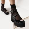 imageSHEMEE Womens Gothic Chunky Platform Mary Jane Pumps Patent Leather Block High Heel Ankle Strap Buckle Cosplay ShoesBlack