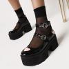 imageSHEMEE Womens Gothic Chunky Platform Mary Jane Pumps Patent Leather Block High Heel Ankle Strap Buckle Cosplay ShoesBlack
