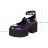 imageSHEMEE Womens Gothic Chunky Platform Mary Jane Pumps Patent Leather Block High Heel Ankle Strap Buckle Cosplay ShoesPurle
