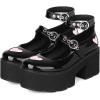 imageSHEMEE Womens Gothic Chunky Platform Mary Jane Pumps Patent Leather Block High Heel Ankle Strap Buckle Cosplay ShoesBlack
