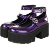 imageSHEMEE Womens Gothic Chunky Platform Mary Jane Pumps Patent Leather Block High Heel Ankle Strap Buckle Cosplay ShoesPurle