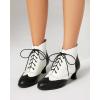 imageSHEMEE Womens Vintage Victorian Boots Kitten Heels Ankle Booties Lace Up Oxford Brogues Boots Wingtip Perforated Tie Up Low Mid Heel Renaissance Witch ShoesBlackWhite