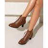 imageSHEMEE Womens Vintage Victorian Boots Kitten Heels Ankle Booties Lace Up Oxford Brogues Boots Wingtip Perforated Tie Up Low Mid Heel Renaissance Witch ShoesBrown