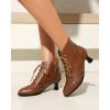 imageSHEMEE Womens Vintage Victorian Boots Kitten Heels Ankle Booties Lace Up Oxford Brogues Boots Wingtip Perforated Tie Up Low Mid Heel Renaissance Witch ShoesBrown