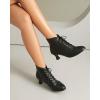 imageSHEMEE Womens Vintage Victorian Boots Kitten Heels Ankle Booties Lace Up Oxford Brogues Boots Wingtip Perforated Tie Up Low Mid Heel Renaissance Witch ShoesBlack