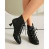 imageSHEMEE Womens Vintage Victorian Boots Kitten Heels Ankle Booties Lace Up Oxford Brogues Boots Wingtip Perforated Tie Up Low Mid Heel Renaissance Witch ShoesBlack