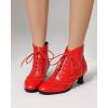 imageSHEMEE Womens Vintage Victorian Boots Kitten Heels Ankle Booties Lace Up Oxford Brogues Boots Wingtip Perforated Tie Up Low Mid Heel Renaissance Witch ShoesRed