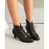imageSHEMEE Womens Vintage Victorian Boots Kitten Heels Ankle Booties Lace Up Oxford Brogues Boots Wingtip Perforated Tie Up Low Mid Heel Renaissance Witch ShoesBlack