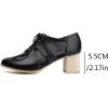 imageSHEMEE Womens Lace Mesh Stacked Chunky Heel Wingtip Oxfords Round Toe Block Heels LaceUp Pumps Work Office Dress ShoesBlack M02