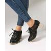 imageSHEMEE Womens Lace Mesh Stacked Chunky Heel Wingtip Oxfords Round Toe Block Heels LaceUp Pumps Work Office Dress ShoesBlack M02