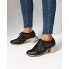 imageSHEMEE Womens Lace Mesh Stacked Chunky Heel Wingtip Oxfords Round Toe Block Heels LaceUp Pumps Work Office Dress ShoesBlack M02