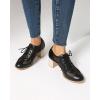 imageSHEMEE Womens Lace Mesh Stacked Chunky Heel Wingtip Oxfords Round Toe Block Heels LaceUp Pumps Work Office Dress ShoesBlack M02