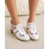 imageSHEMEE Womens Lace Mesh Stacked Chunky Heel Wingtip Oxfords Round Toe Block Heels LaceUp Pumps Work Office Dress ShoesWhite M02