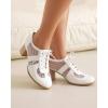 imageSHEMEE Womens Lace Mesh Stacked Chunky Heel Wingtip Oxfords Round Toe Block Heels LaceUp Pumps Work Office Dress ShoesWhite M02