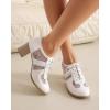 imageSHEMEE Womens Lace Mesh Stacked Chunky Heel Wingtip Oxfords Round Toe Block Heels LaceUp Pumps Work Office Dress ShoesWhite M02