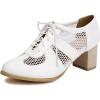 imageSHEMEE Womens Lace Mesh Stacked Chunky Heel Wingtip Oxfords Round Toe Block Heels LaceUp Pumps Work Office Dress ShoesWhite M02